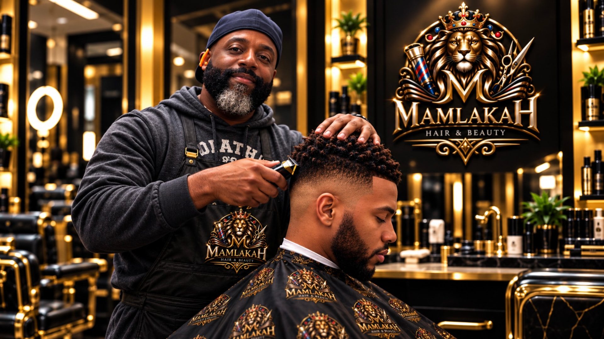 Segun of Mamlakah with a client, featuring the Mamlakah lion logo